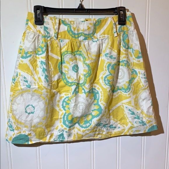 Fossil Lined Yellow, Sea-Green, & White Floral Button Down Skirt Size 2 - Picture 5 of 8
